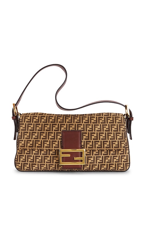 Fwrd Renew Fendi Zucchino Baguette Shoulder Bag In Brown