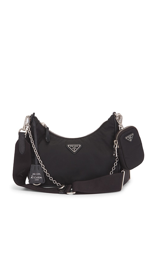 Fwrd Renew Prada Re-edition 2005 Re-nylon Shoulder Bag In Black