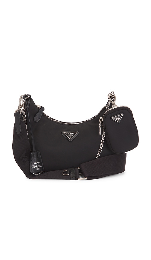 Fwrd Renew Prada Re-edition 2005 Re-nylon Shoulder Bag In Black
