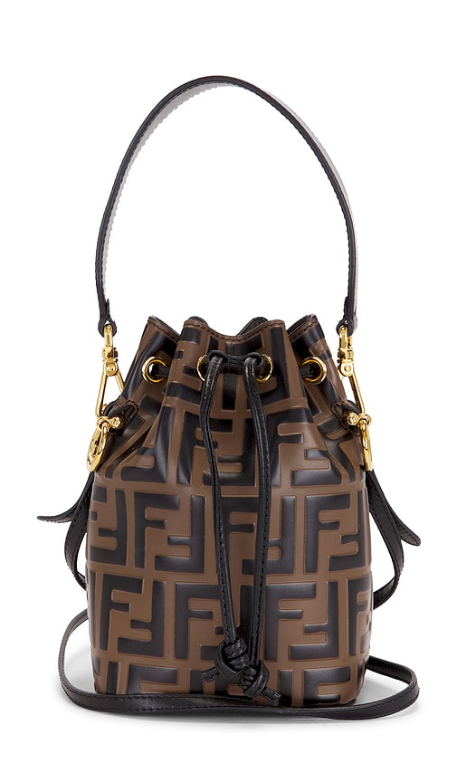 Fwrd Renew Fendi Vitello Liberty F Is Fendi Mini Mon Tresor Bucket Bag In Maya & Black