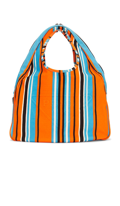 FWRD Renew Prada Canapa Baiadera Hobo Bag in Orange.