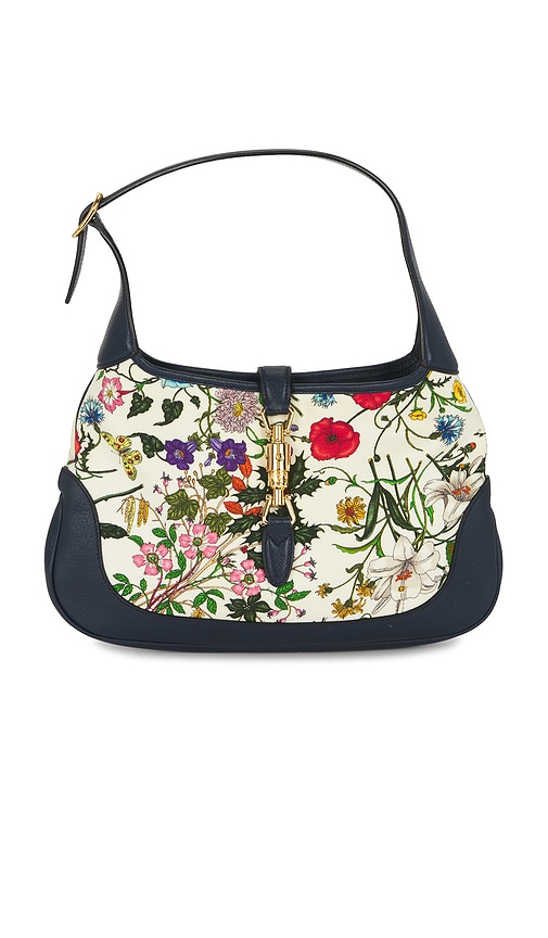 FWRD Renew Gucci Jackie Flora Hobo Bag in Beige.