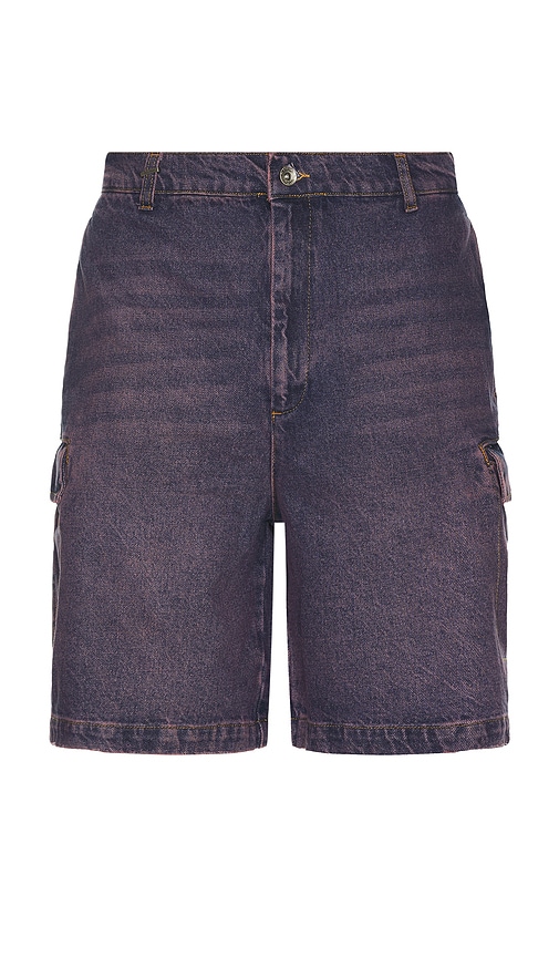 Denim Cargo Shorts in Purple. - size L (also in M, S, XL/1X) - FLANEUR - Modalova
