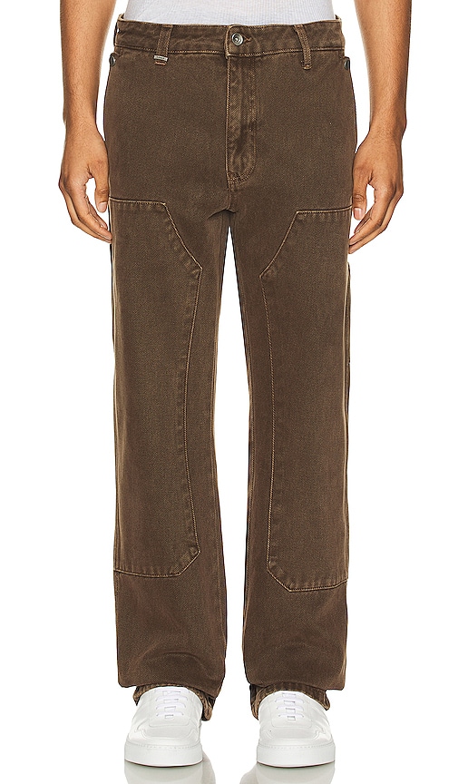 FLANEUR Carpenter Straight Jeans in Brown Denim