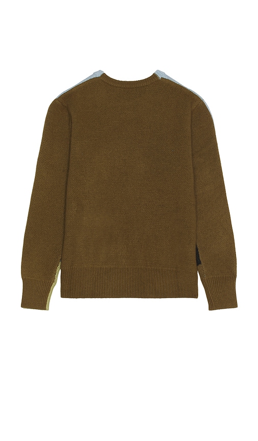 Flâneur Knitted Swirl Sweater In Olive,baby Blue