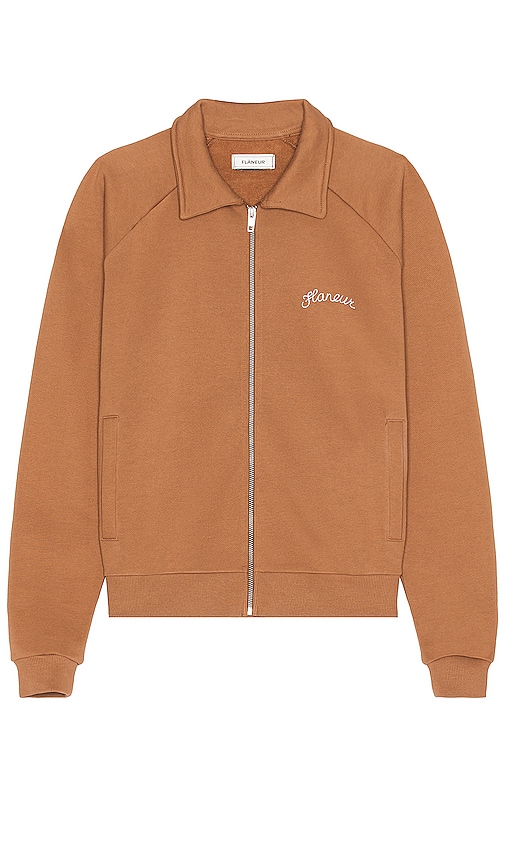 Flâneur Signature Zip Jacket In Tangerine