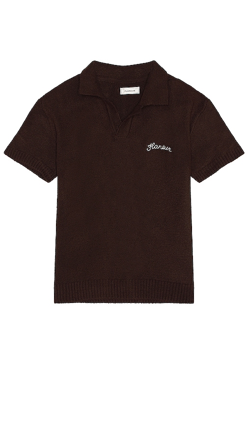 Flâneur Signature Knit Polo In Chocolate