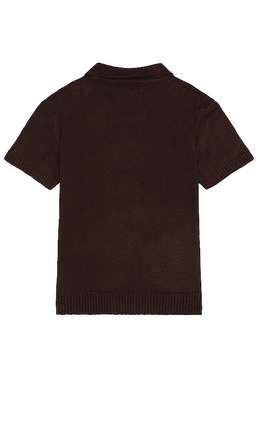 Shop Flâneur Signature Knit Polo In Chocolate
