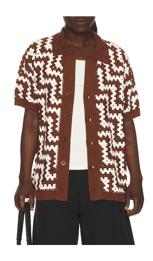 Frescobol Carioca Pinto Cotton Crochet Cardigan in Brown | REVOLVE