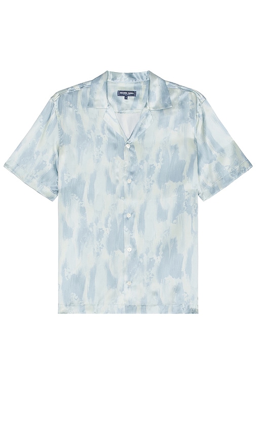 Frescobol Carioca Roberto Seascape Print Silk Shirt In Blue