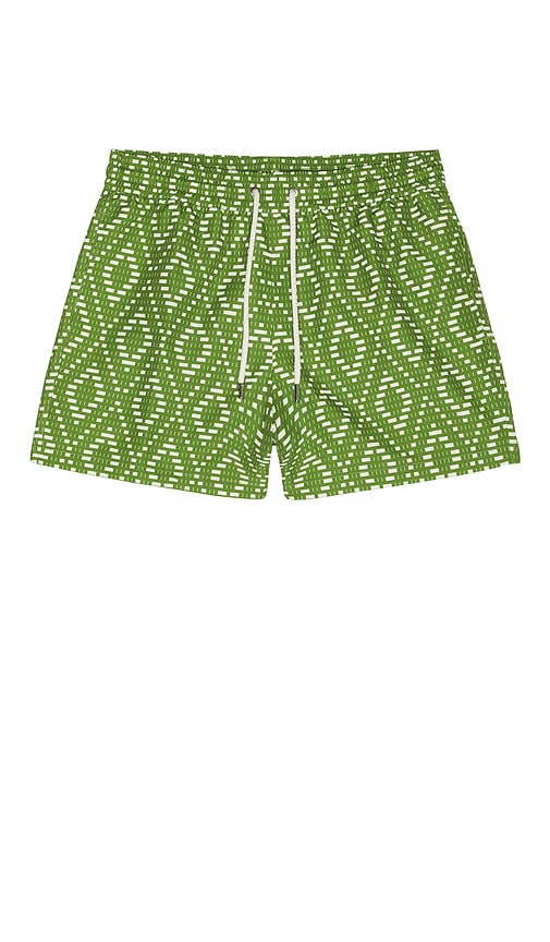 Frescobol Carioca Rio Swim Short Raffia Angra Print In Green