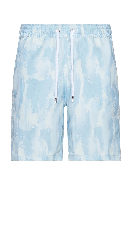 Shop Frescobol Carioca Board Seascape Print Swim Shorts In Baby Blue