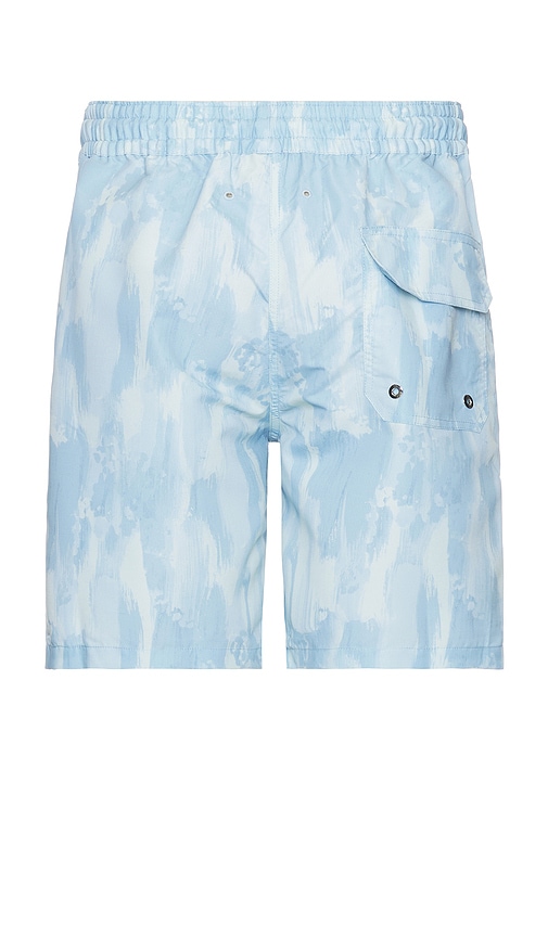 Shop Frescobol Carioca Board Seascape Print Swim Shorts In Baby Blue