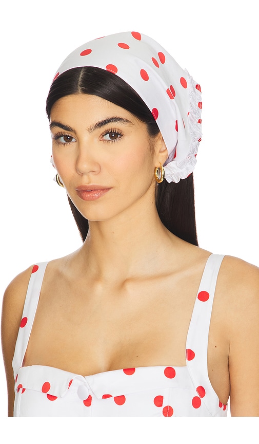 For Love & Lemons Red Dot Headscarf in White