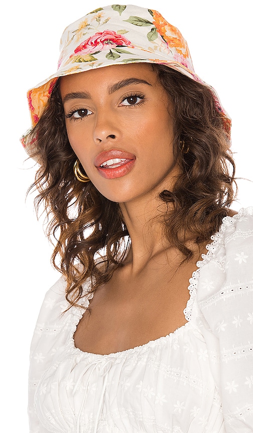For Love & Lemons Julep Bucket Hat in Coral | REVOLVE display picture 2