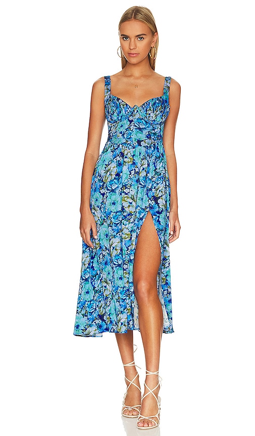 For Love & Lemons Astor Midi Dress in Blue | REVOLVE