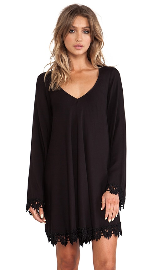 Angelic Long Sleeve Mini Dress w/ Lace Trim