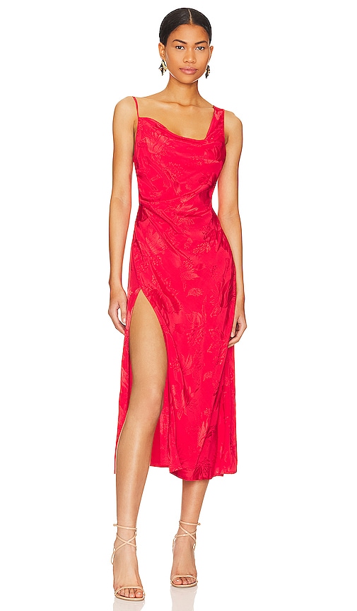 For Love & Lemons Ilana Midi Dress In Red