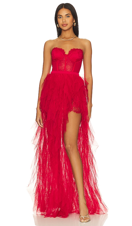 For Love & Lemons x REVOLVE Bustier Gown in Red
