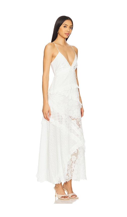 For Love & Lemons Rosalyn Lace Maxi Sundress In White