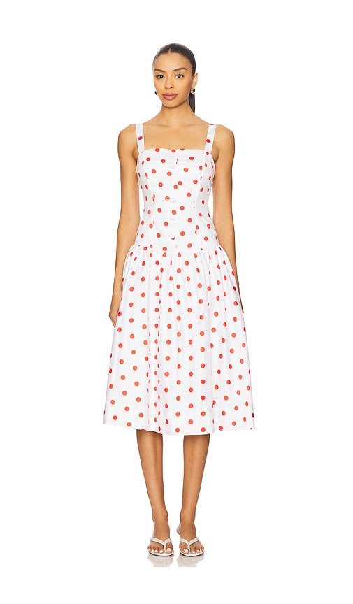 For Love & Lemons Red Dot Midi Dress