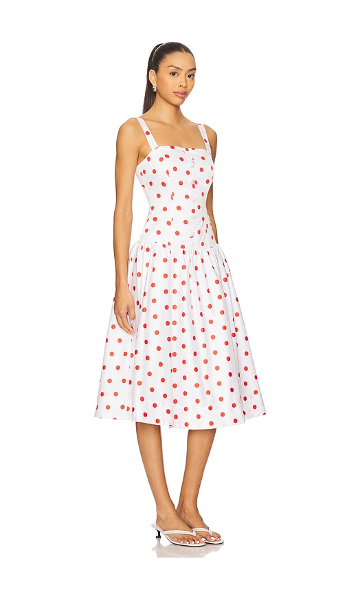 For Love & Lemons Red Dot Midi Dress