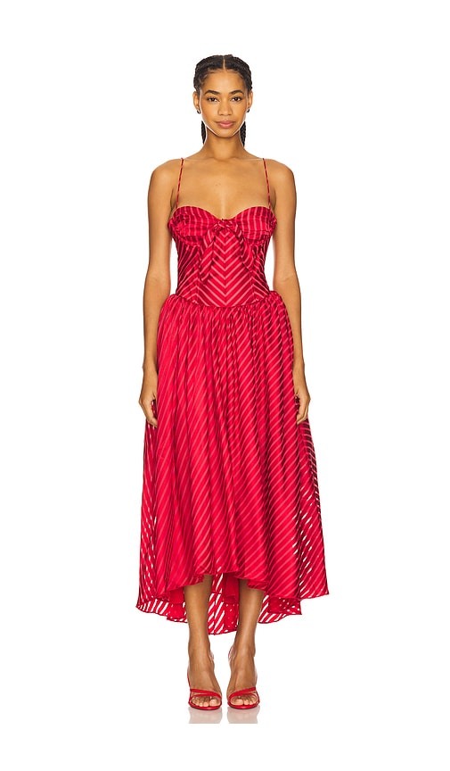 For Love & Lemons Burnout Stripe Maxi Dress In Red