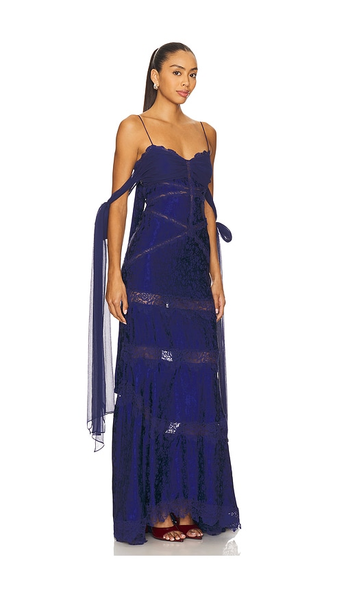 For Love & Lemons Rita Lace Gown In Blue