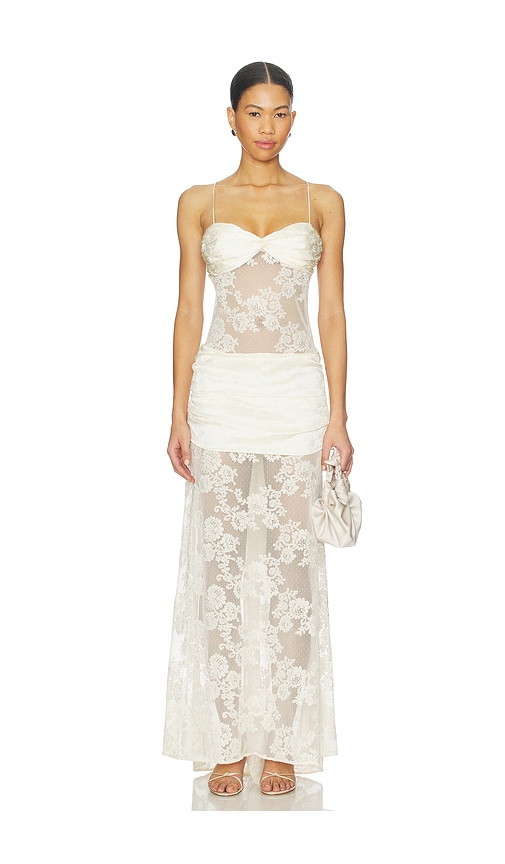 Corded Lace Silk Jacquard Maxi Dress