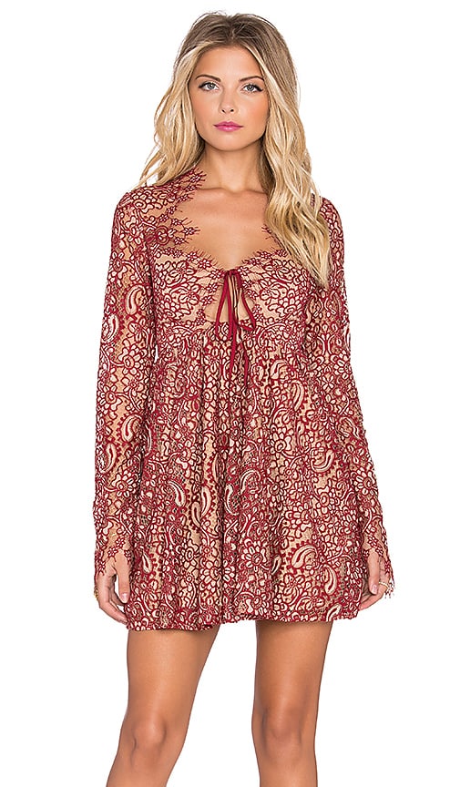 For Love & Lemons Charlie Mini Dress in Red & Nude | REVOLVE