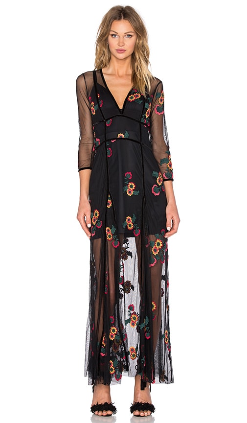 For Love & Lemons Elenora Maxi Dress in Black | REVOLVE