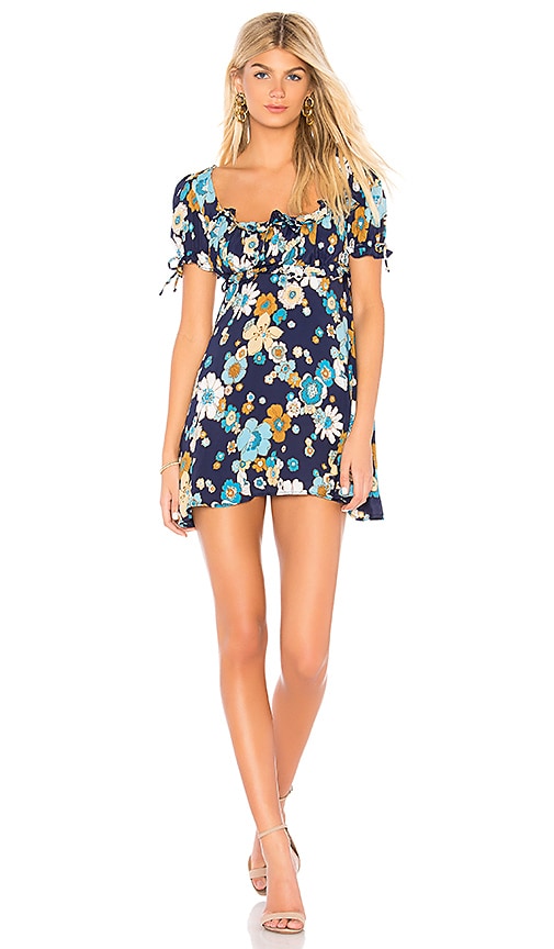 For Love & Lemons Magnolia Mini Dress in Midnight Blossom | REVOLVE