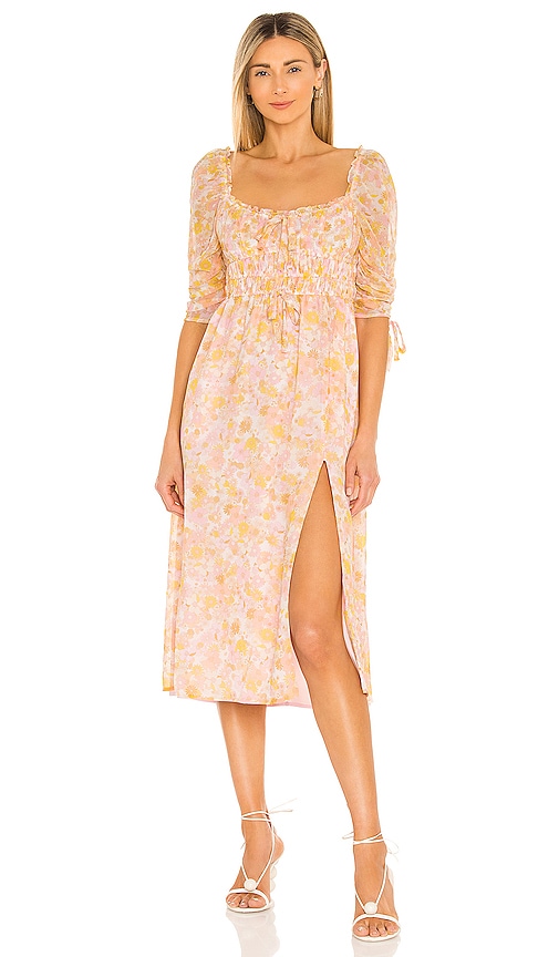 frost Strømcelle Ideel For Love & Lemons Eden Midi Dress in Pink | REVOLVE