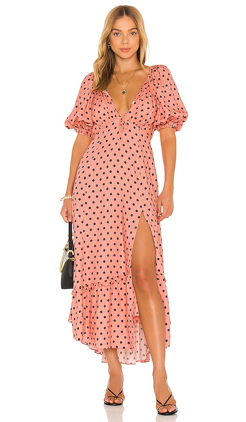 For Love & Lemons Keeley Midi Dress In Pink