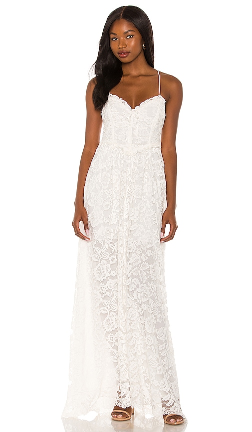 For Love & Lemons Joelle Maxi Dress in White | REVOLVE