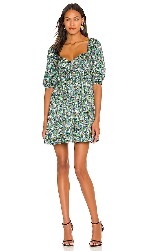 For Love & Lemons Alisa Mini Dress in Green | REVOLVE