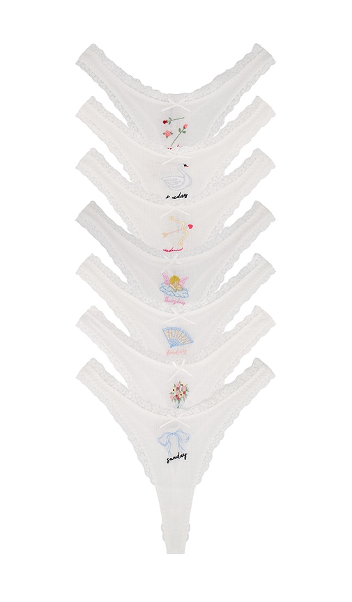 For Love & Lemons Soiree Panty 7 Pack in White