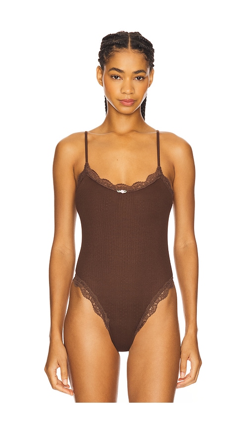 For Love & Lemons Elliana Bodysuit In Brown