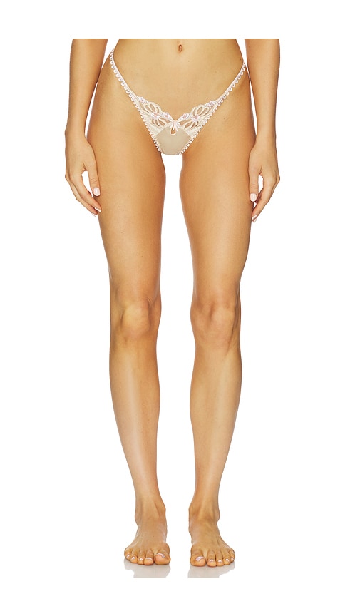For Love & Lemons Flyaway Bow Thong Panty In Pink