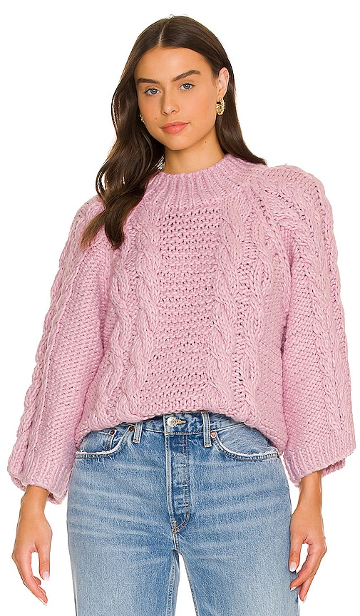 For Love & Lemons Andie Oversized Sweater in Light Pink | REVOLVE