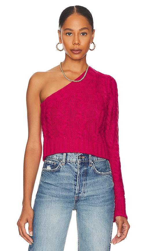 For Love Lemons Quinn One Shoulder Sweater in Pink REVOLVE