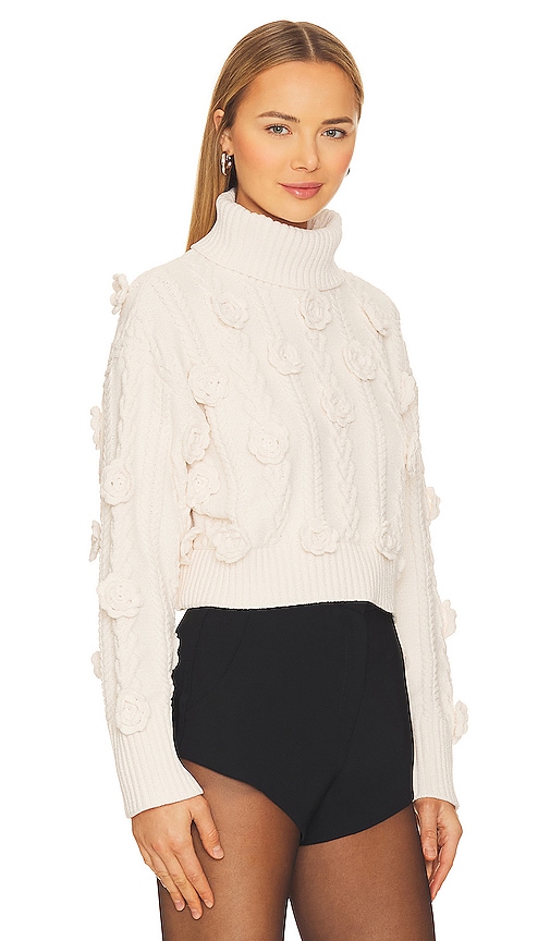 Shop For Love & Lemons Martina Cropped Sweater In White