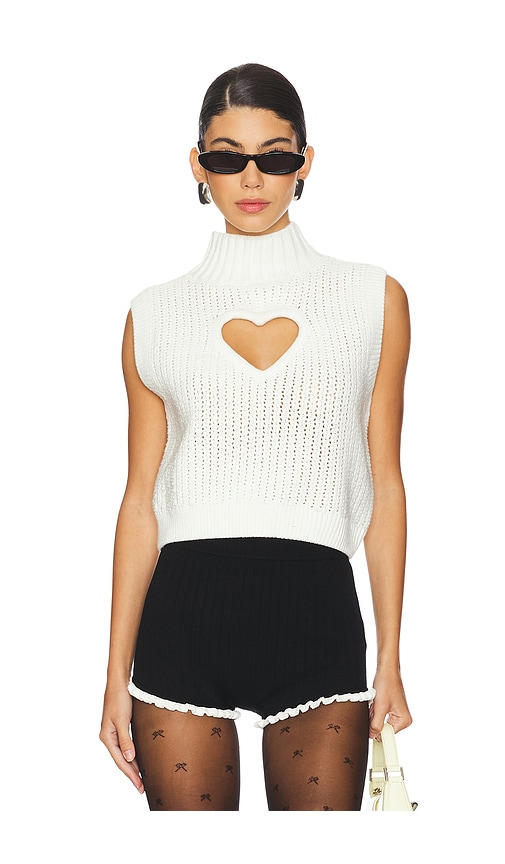 Shop For Love & Lemons Rebecca Heart Sweater Vest In 크림