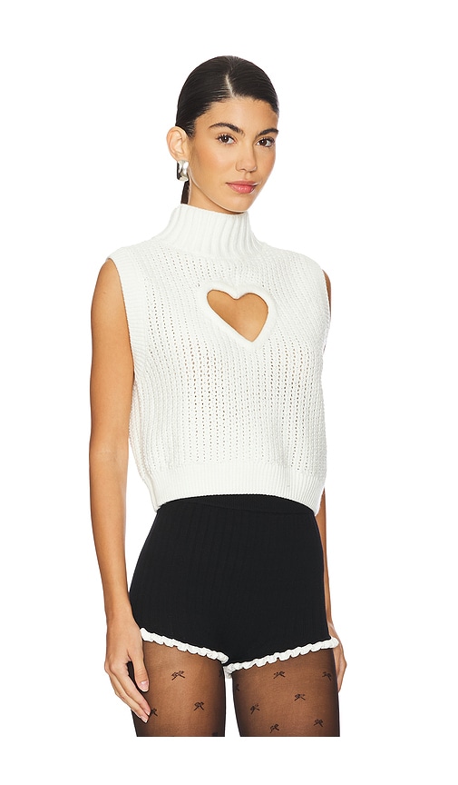 Shop For Love & Lemons Rebecca Heart Sweater Vest In 크림