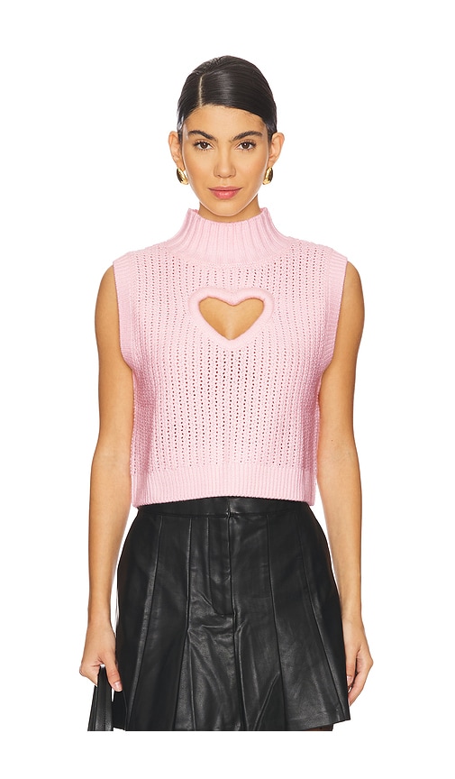 Shop For Love & Lemons Rebecca Heart Sweater Vest In Pink