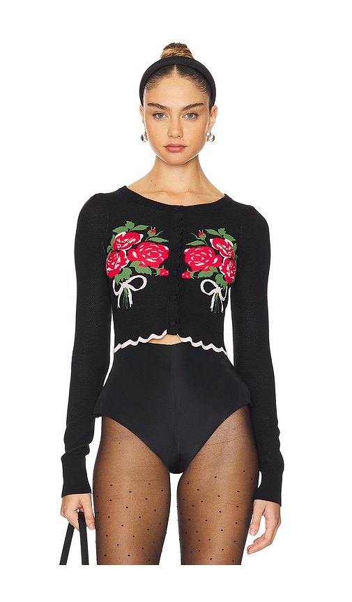 Shop For Love & Lemons Donella Knit Cardigan In Black