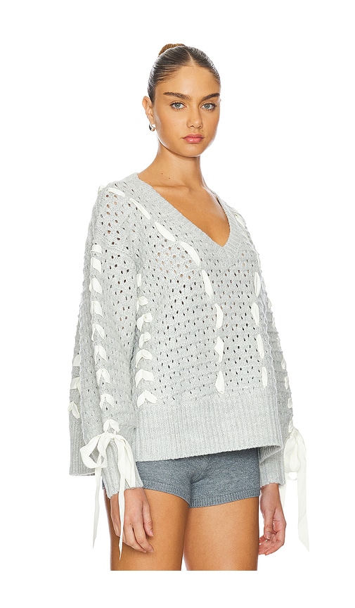 Shop For Love & Lemons Liberty V Neck Sweater In Grey