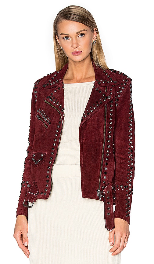 For Love & Lemons BLOUSON EN DAIM JAMESON en Burgundy | REVOLVE Jameson Blouson Nouveau pour Homme en Cuir Daim véritable