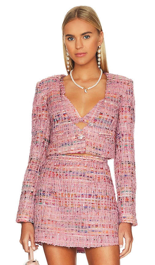 For Love & Lemons Dionne Cropped Blazer in Pink | REVOLVE