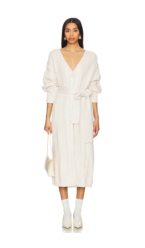 Shop For Love & Lemons Helena Oversized Faux Fur Knit Coat In 奶油色